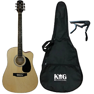 Kit Violão Aço Giannini Performance GDC1 Capa e Capotraste