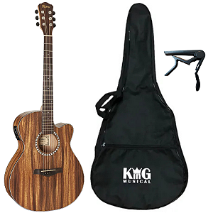 Kit Violão Aço Hofma HMA285 Natural Fosco Capa Capotraste