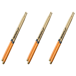 Kit 3 ParesBaqueta 7A Liverpool Sansation Grip EVA Laranja