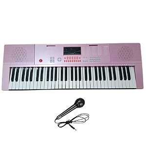 Teclado Musical Estudante M-T3280PK Rosa Com Microfone