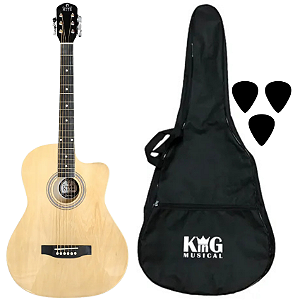 Kit Violão Aço Cutway MT39SC Natural DarkBrown Capa Palhetas