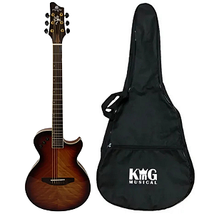 Kit Violão Aço Flat Eletroacústico Marquês Tigrado Va09 Capa