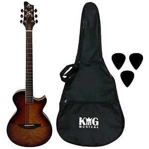 Violão Aço Eletroacústico Marquês Tigrado Va09 Capa Palhetas