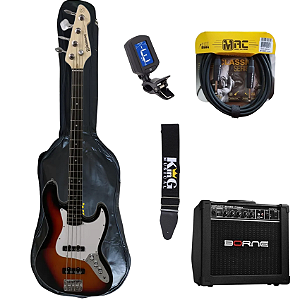 Kit Contrabaixo 4 Cordas Waldman Sunburst GJJ100 Acessórios