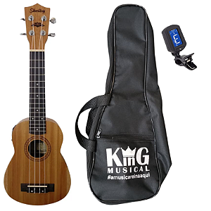Kit Ukulele Soprano Eletroacústic ShelbySU21ME Capa Afinador