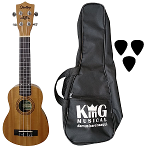 Kit Ukulele Soprano Shelby SU21M STNT Em Mogno Capa Palhetas