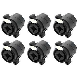 Kit 6 Plug Painel Para Medusa P10 XLR Fêmea 7Polos Com Trava