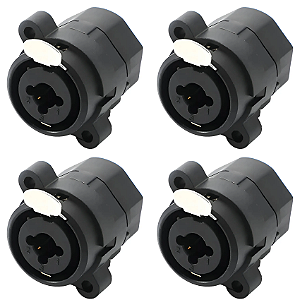 Kit 4 Plug Painel Para Medusa P10 XLR Fêmea 7Polos Com Trava