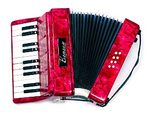 Acordeon Benson BAC08PRD 8 Baixos 22 Teclas Vermelho Perola