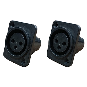 Kit 2 Plug XLR Femea Painel Plástico King Musical