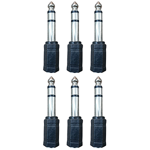 Kit 6 Adaptador J2/P10 Estéreo Profissional King Musical