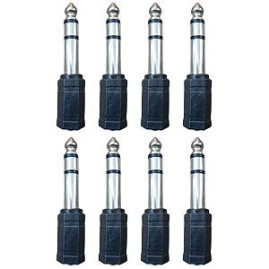 Kit 8 Adaptador J2/P10 Estéreo Profissional King Musical