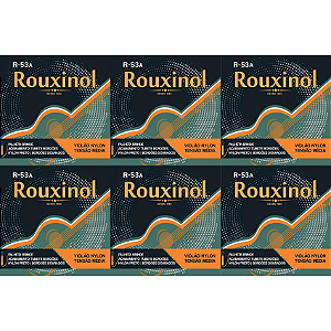 Kit 6 Encordoamento Violão Nylon Rouxinol R53A Preto/Dourado