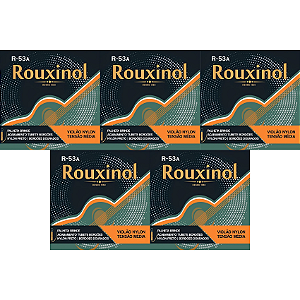 Kit 5 Encordoamento Violão Nylon Rouxinol R53A Preto/Dourado