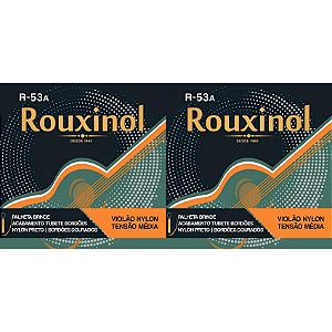 Kit 2 Encordoamento Violão Nylon Rouxinol R53A Preto/Dourado