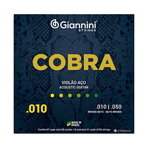 Encordoamento Giannini Cobra Violão Aço 010 GEEFLE