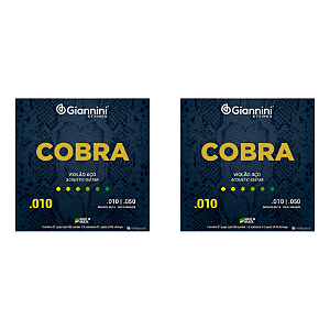 Kit 2 Encordoamentos Giannini Cobra Violão Aço 010 GEEFLE