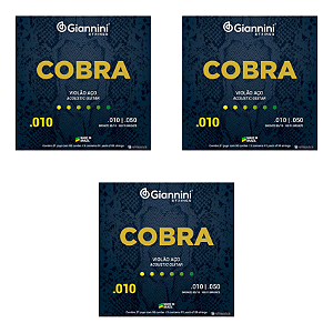 Kit 3 Encordoamentos Giannini Cobra Violão Aço 010 GEEFLE