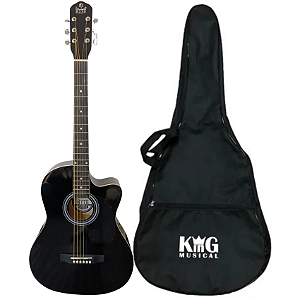 Kit Violão de Aço Acústico Preto Myth MT39SC Black Com Capa