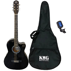 Kit Violão Aço Acústico Preto Myth MT39SC Capa e Afinador