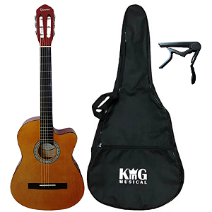 Kit Violão Aço Eletroacústic GianniniSF14CEQ Capa Capotraste