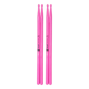 Kit 2 Pares Baqueta 7A Liverpool Neon Fluorescente Rosa