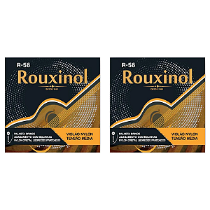 Kit 2 Encordoamentos Violão Nylon Rouxinol R58 Tensão Média