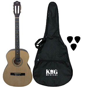 Kit Violão de Nylon Acústico MXT 39CNT Natural Capa Palhetas