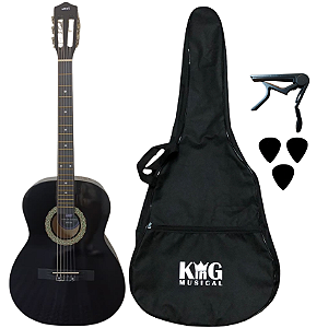 Kit Violão Nylon Acústico MXT 39C BK Preto Com Acessórios