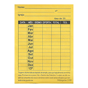 Envelope Para Dízimos Anual Com 100 Unidades