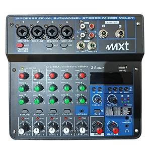Mesa de Som 6 Canais MX6T MXT Interface USB com Bluetooth