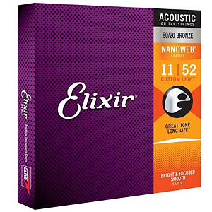 Encordoamento Elixir Violão Aço Bronze 011 Nanoweb Bronze