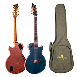 Violão Aço 12 Cordas Eletroacústico Marquês Flat Azul c/ Bag
