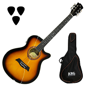 Violão Aço Elétrico Michael Mini Jumbo VMA320 Bag e Palhetas