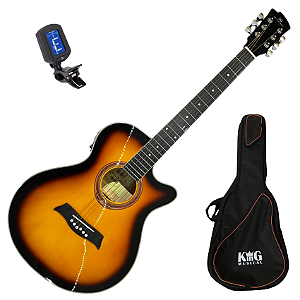 Violão Aço Elétrico Michael Mini Jumbo VMA320 Bag e Afinador