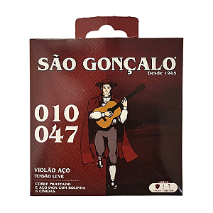 Encordoamento Violão Aço 010 Prata com Bolinha São Gonçalo