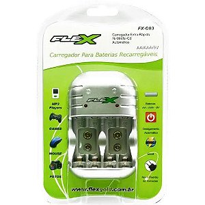 Carregador de Pilhas e Baterias 9V Bivolt Flex FXC03