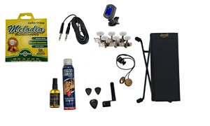 Kit Acessórios Violão Corda Melodia Nylon Captador Cabo