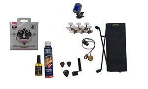 Kit Acessórios Violão Nylon Monterey Apoio de Pé Banquinho