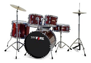 Bateria Pro Fire Bumbo 20 Vinho Ferragem Cromada