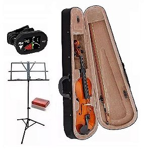 Kit Violino Estudante Dominante 4/4 Case Partitura Afinador