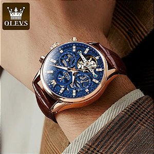 Relógio Mecânico Luxo Olevs