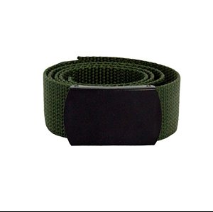 CINTO VERDE OLIVA 1.30m x 44mm COM FIVELA PRETA EM METAL