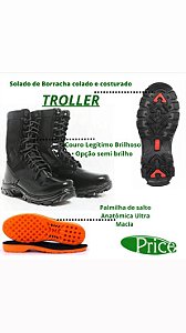 Coturno Militar Troller Alto Brilho com zíper