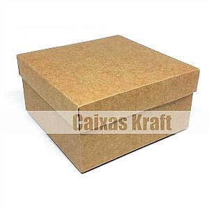 Caixinha com tampa 10x10x5 cm em kraft natural - 24 unidades