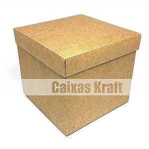 Caixinha com tampa 10x10x9 cm em kraft natural - 24 unidades