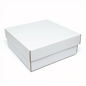 Caixinha 10x10x4 cm em triplex branco 225g com tampa - 04 unidades