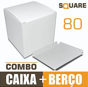 Combo Caixinha padrão 8x8x8 cm em triplex branco 300g + berço de reforço - 25 unidades