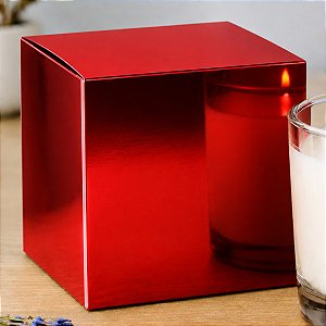 Caixinha padrão 8x8x8 cm em laminado vermelho 250g - 10 unidades