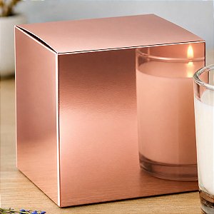 Caixinha padrão 8x8x8 cm em laminado rose gold 250g - 10 unidades
